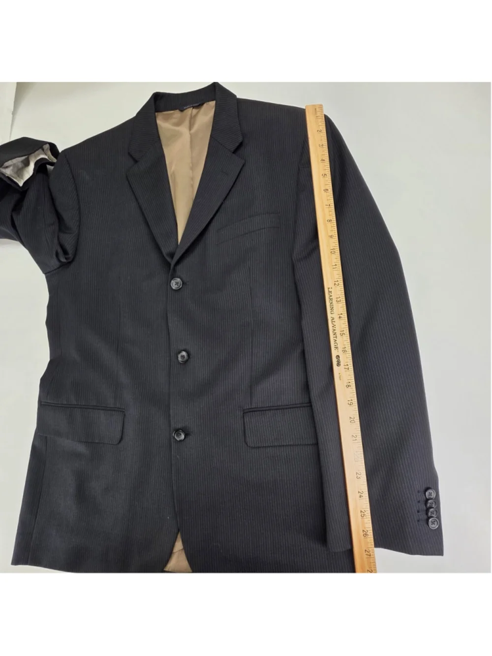 Banana Republic Wool Pinstripe Suit Mens 44R 34x32 Navy 2 Piece Executive